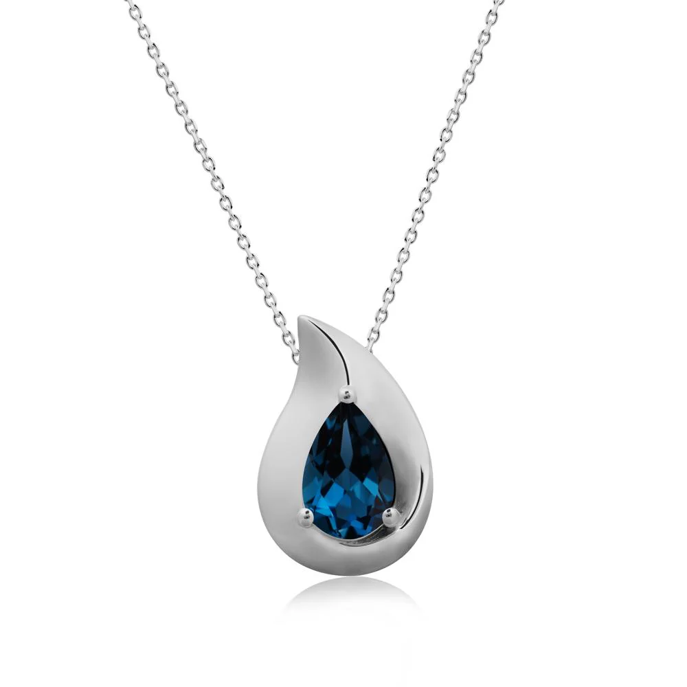 Simple Teardrop London Blue Topaz Pendant - Image 8