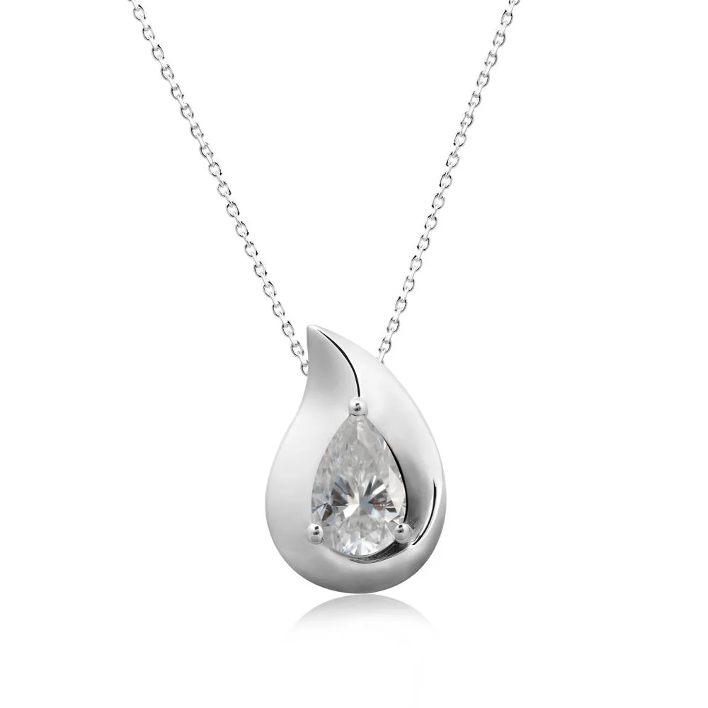Simple Teardrop Moissanite Necklace - Image 3