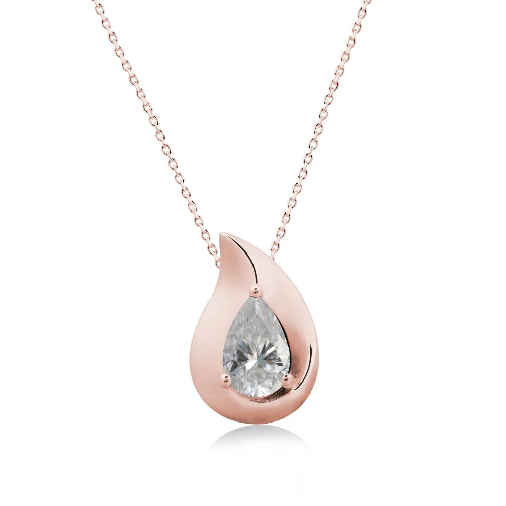 Simple Teardrop Moissanite Necklace - Image 5
