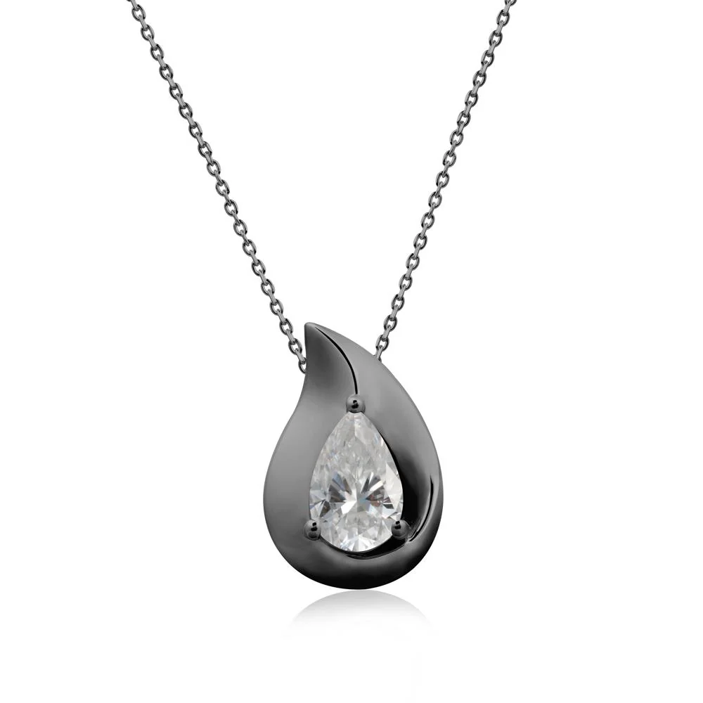 Simple Teardrop Moissanite Necklace - Image 8