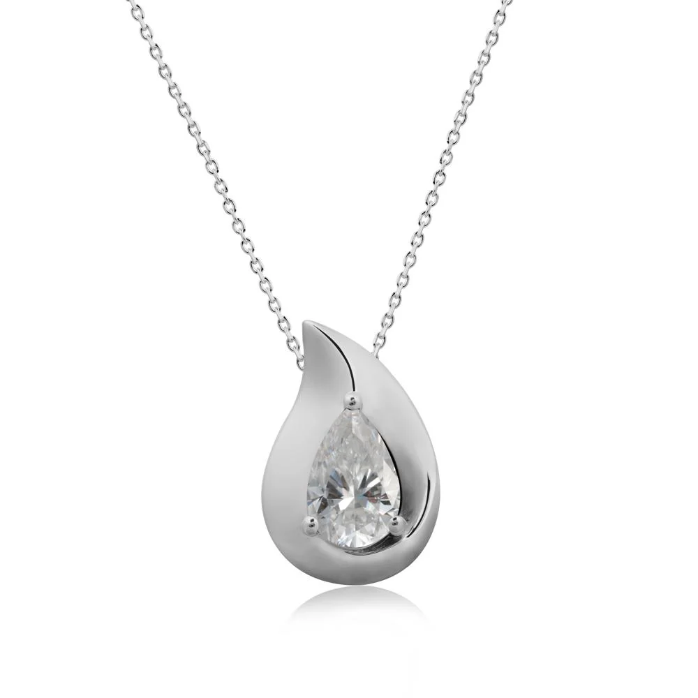 Simple Teardrop Moissanite Necklace - Image 9