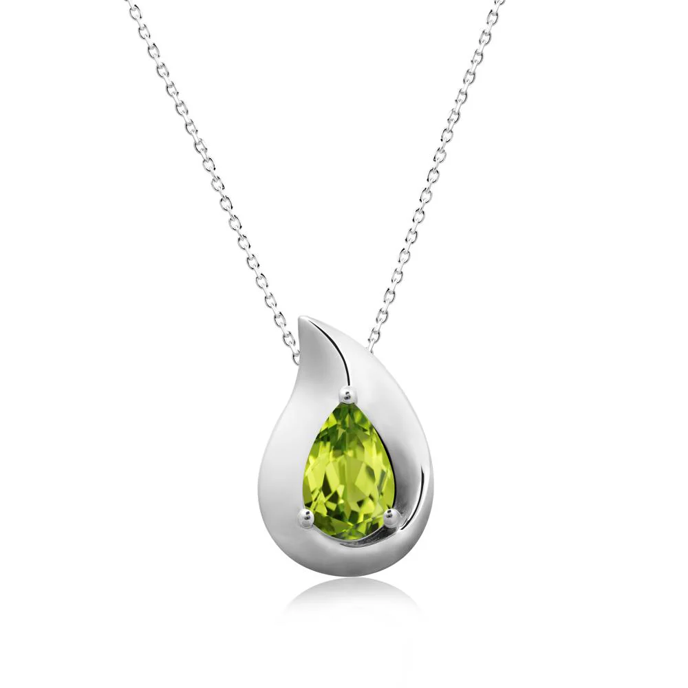 Simple Teardrop Peridot Necklace