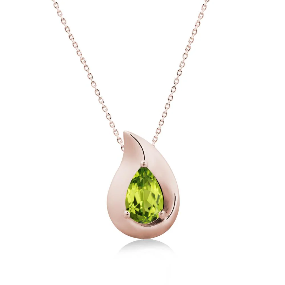 Simple Teardrop Peridot Necklace - Image 2
