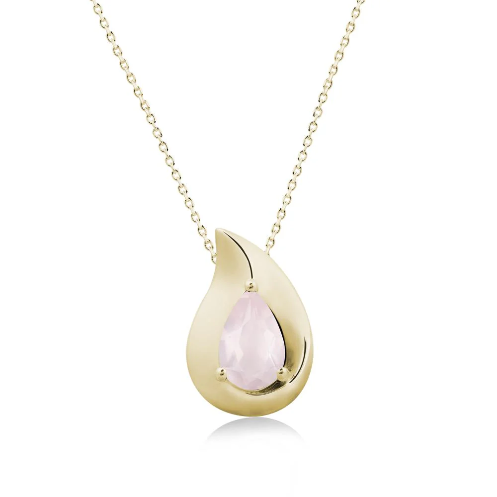 Simple Teardrop Rose Quartz Pendant - Image 4