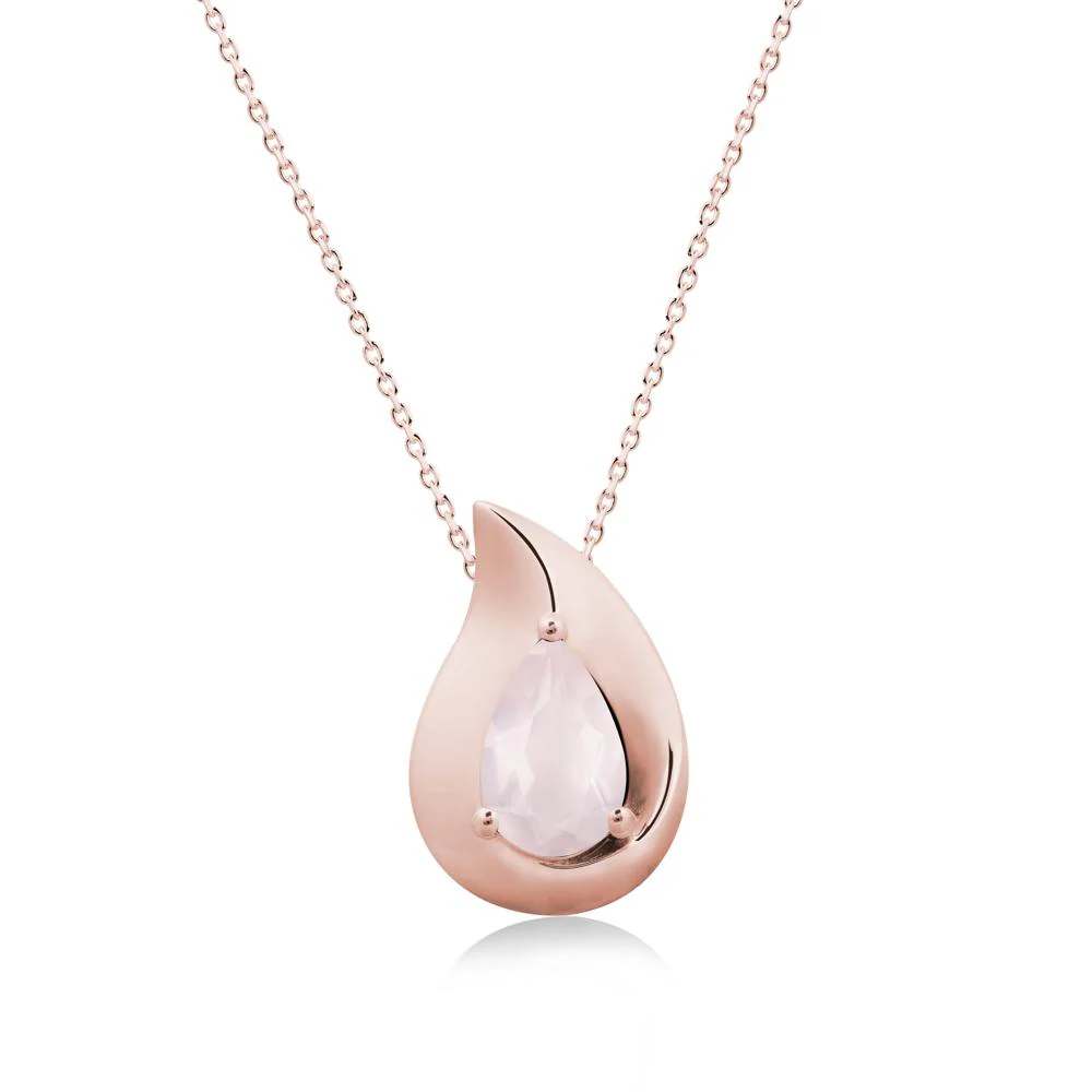 Simple Teardrop Rose Quartz Pendant - Image 5