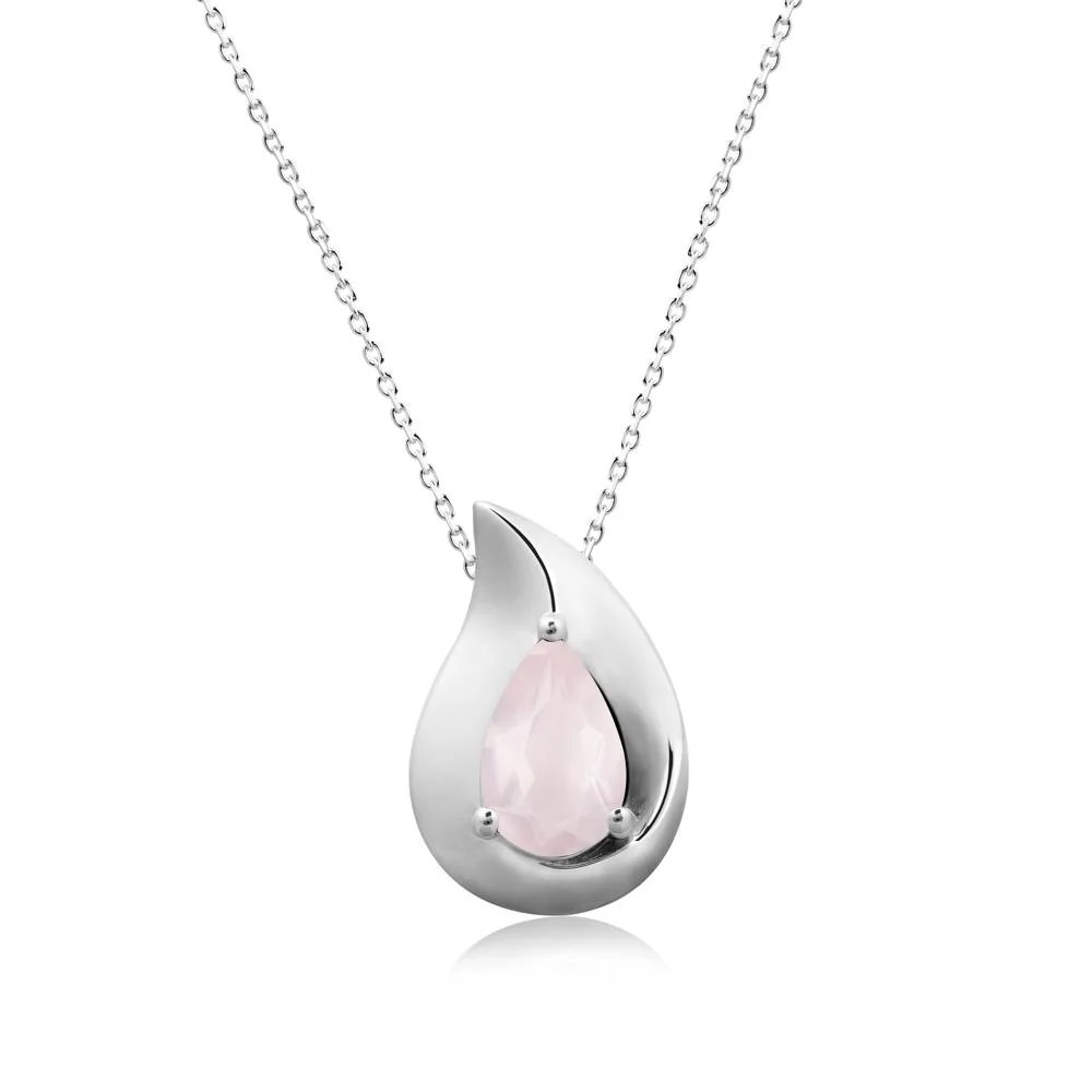 Simple Teardrop Rose Quartz Pendant - Image 6