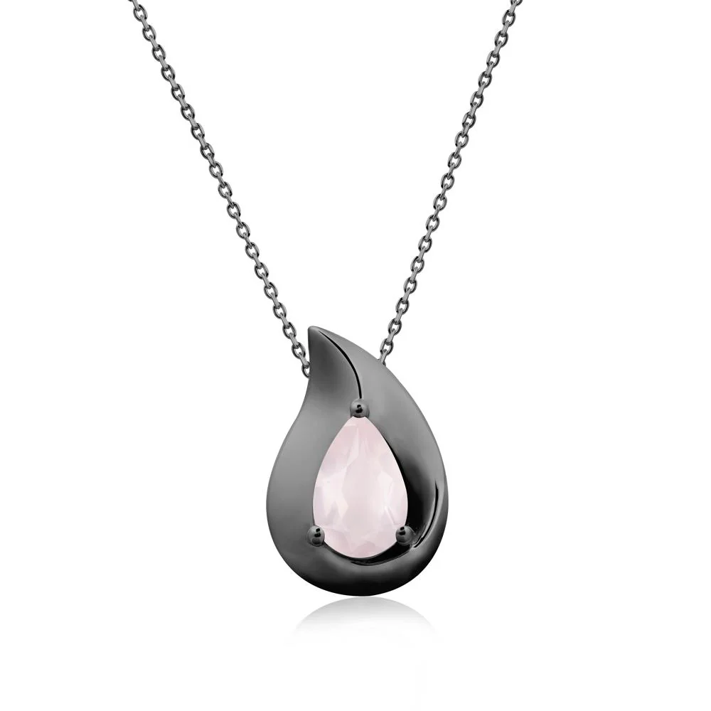 Simple Teardrop Rose Quartz Pendant - Image 8