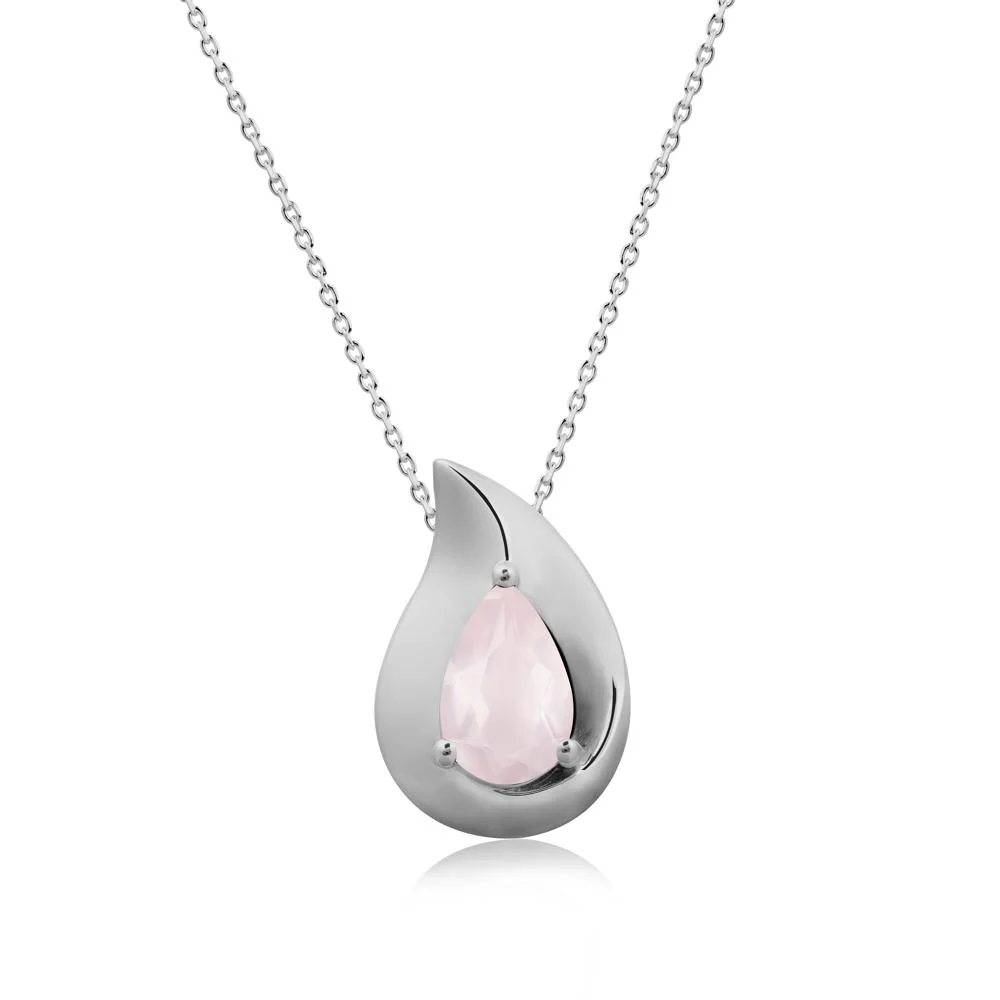 Simple Teardrop Rose Quartz Pendant - Image 9