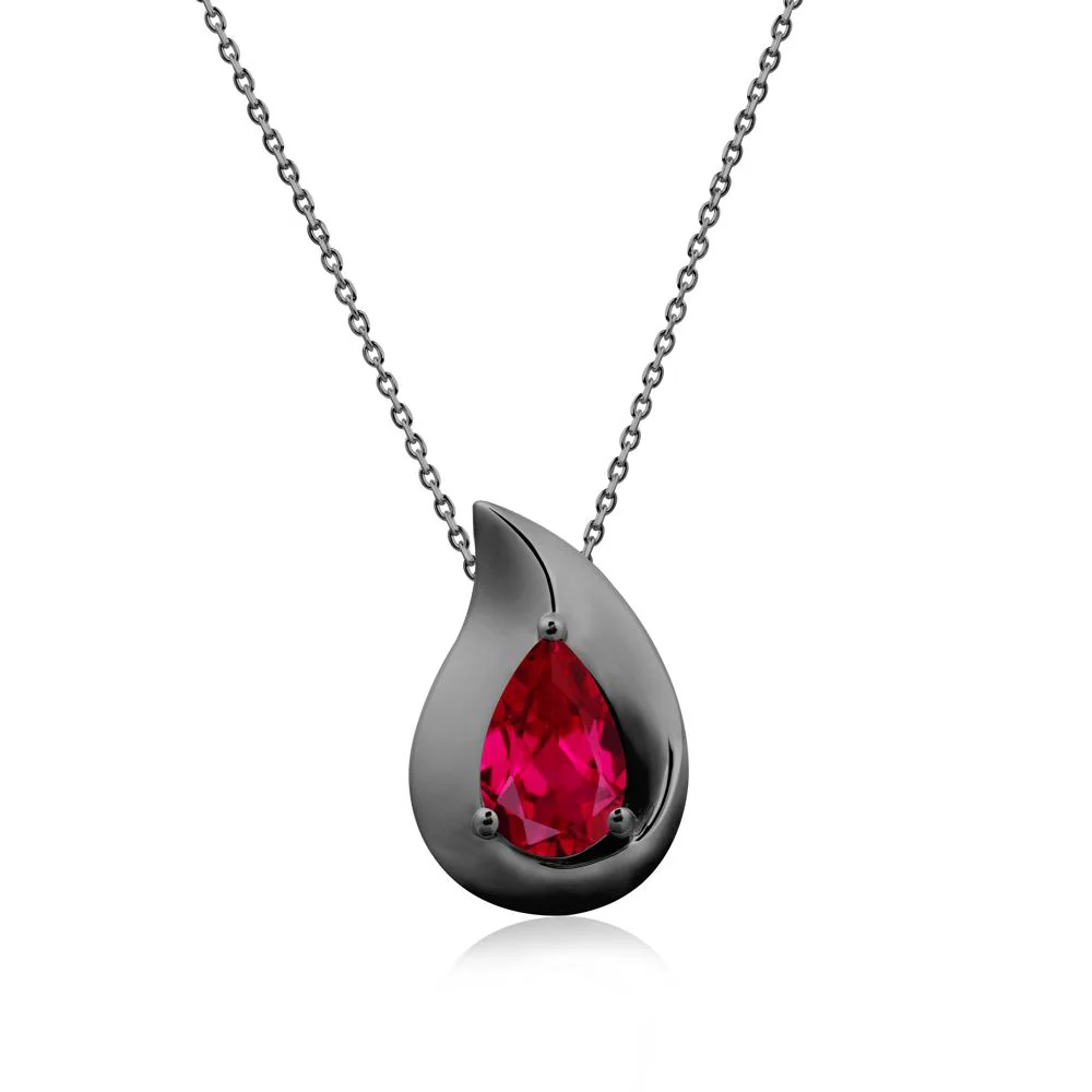 Simple Teardrop Ruby Necklace