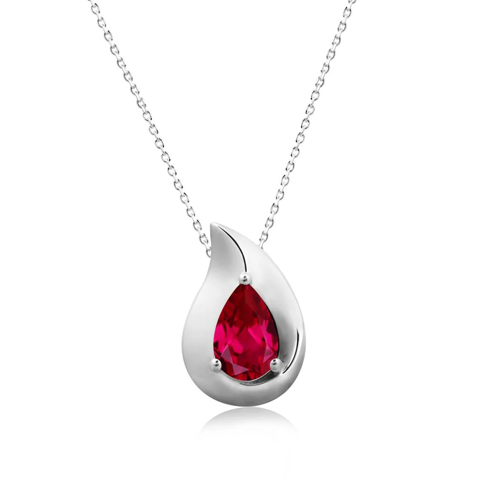 Simple Teardrop Ruby Necklace - Image 3