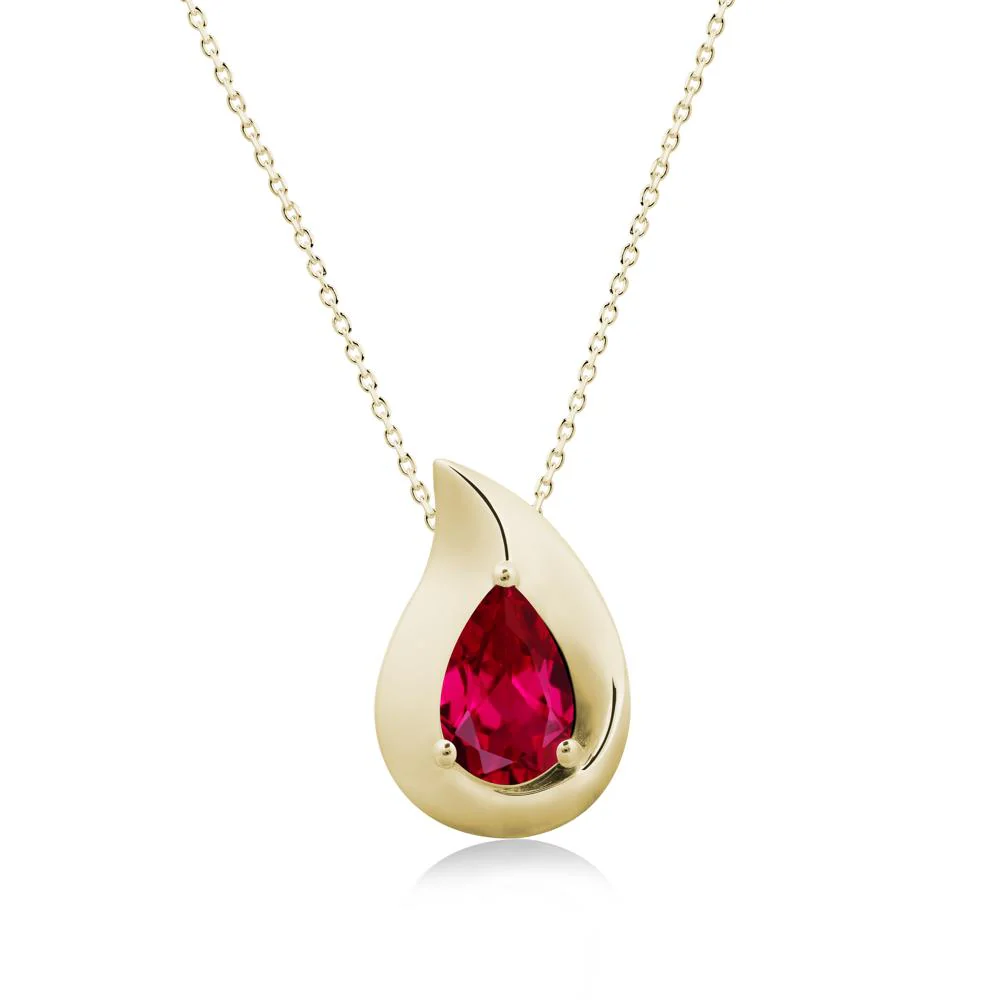 Simple Teardrop Ruby Necklace - Image 4