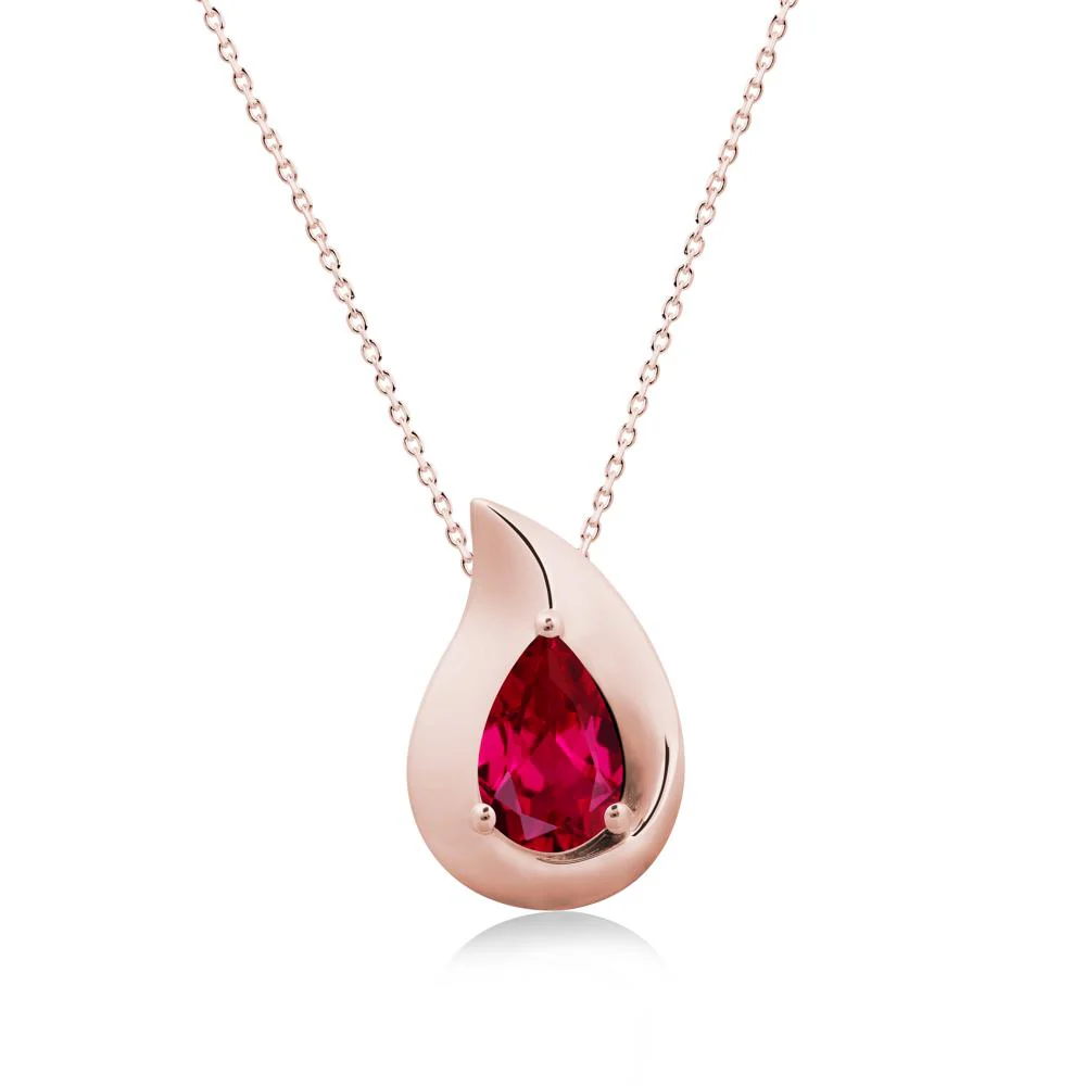 Simple Teardrop Ruby Necklace - Image 5