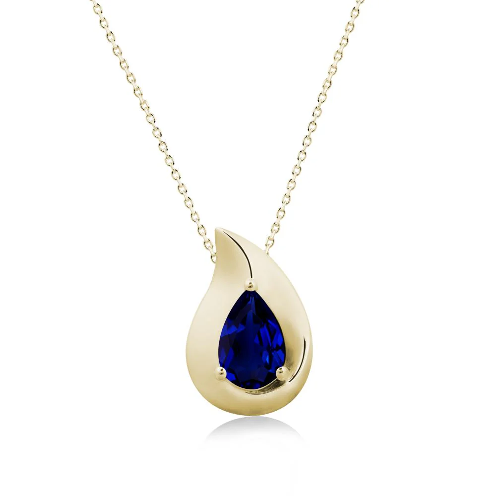 Simple Teardrop Sapphire Pendant - Image 3
