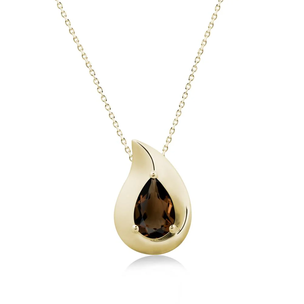 Simple Teardrop Smoky Quartz Necklace - Image 3