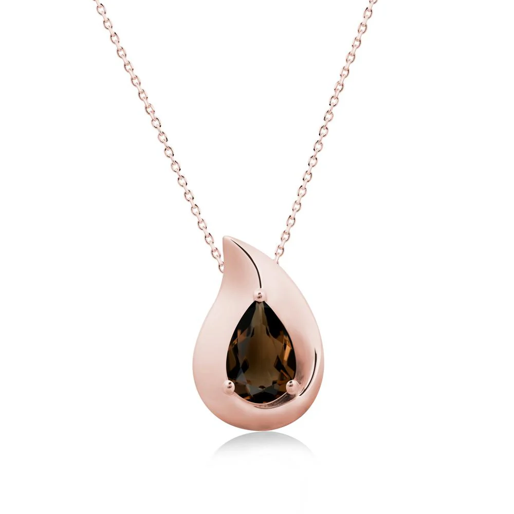 Simple Teardrop Smoky Quartz Necklace - Image 4