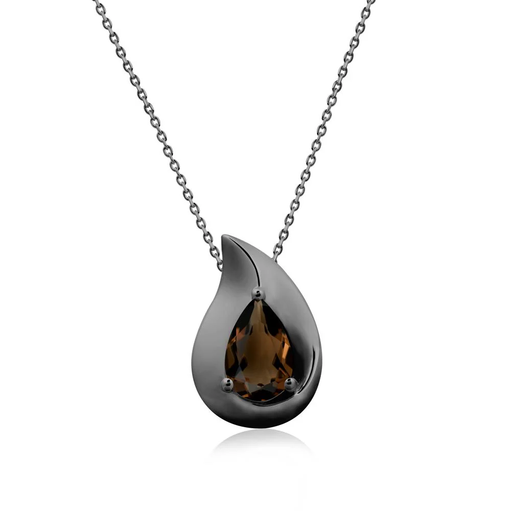 Simple Teardrop Smoky Quartz Necklace - Image 7
