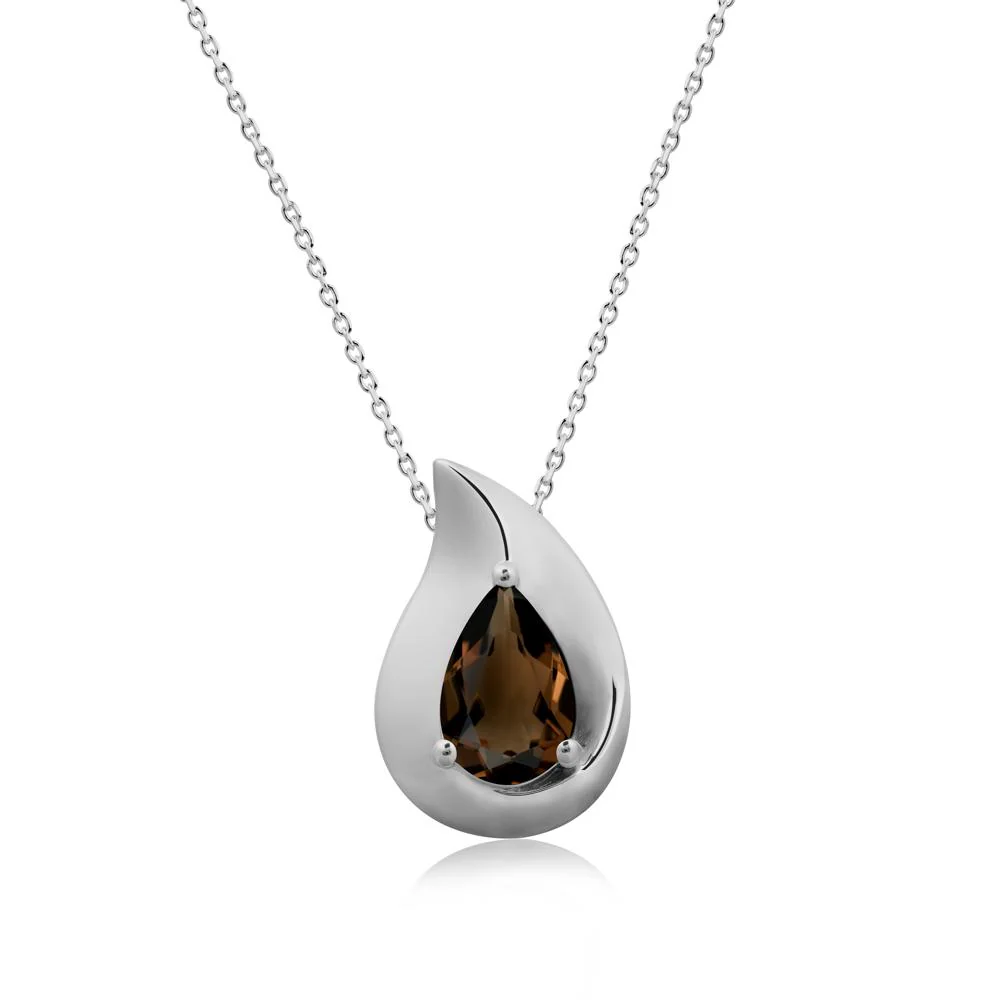 Simple Teardrop Smoky Quartz Necklace - Image 8