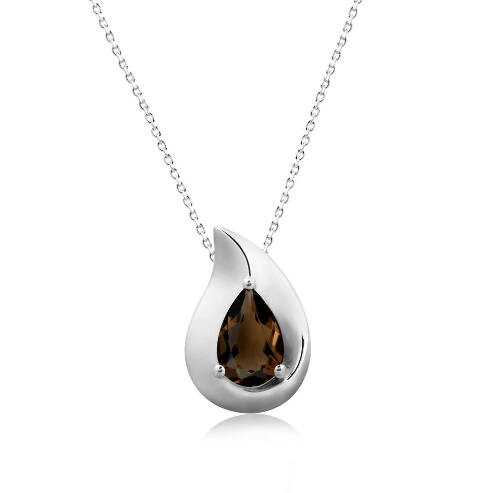 Simple Teardrop Smoky Quartz Necklace - Image 9