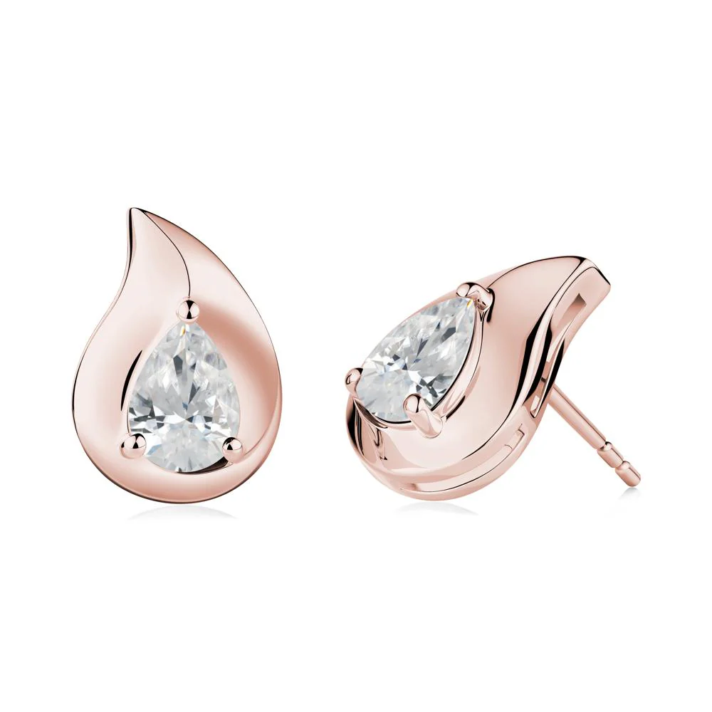 Simple Teardrop Stud Cubic Zirconia Earrings - Image 2
