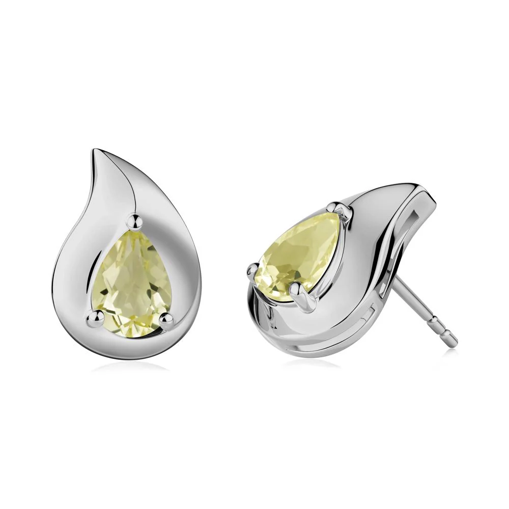Simple Teardrop Stud Lemon Quartz Earrings - Image 5