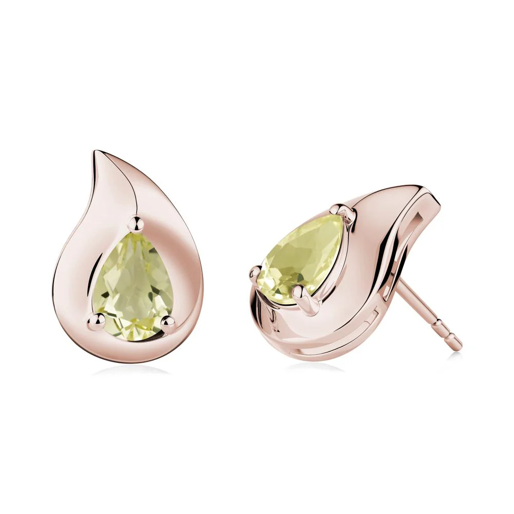 Simple Teardrop Stud Lemon Quartz Earrings - Image 8