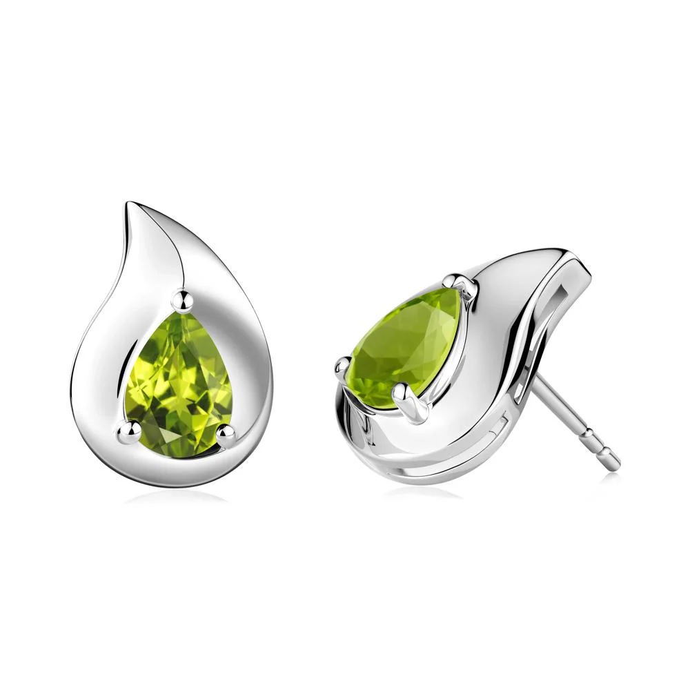 Simple Teardrop Stud Peridot Earrings - Image 8