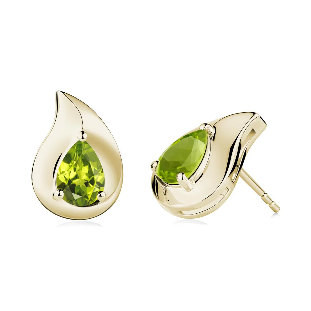Simple Teardrop Stud Peridot Earrings - Image 9