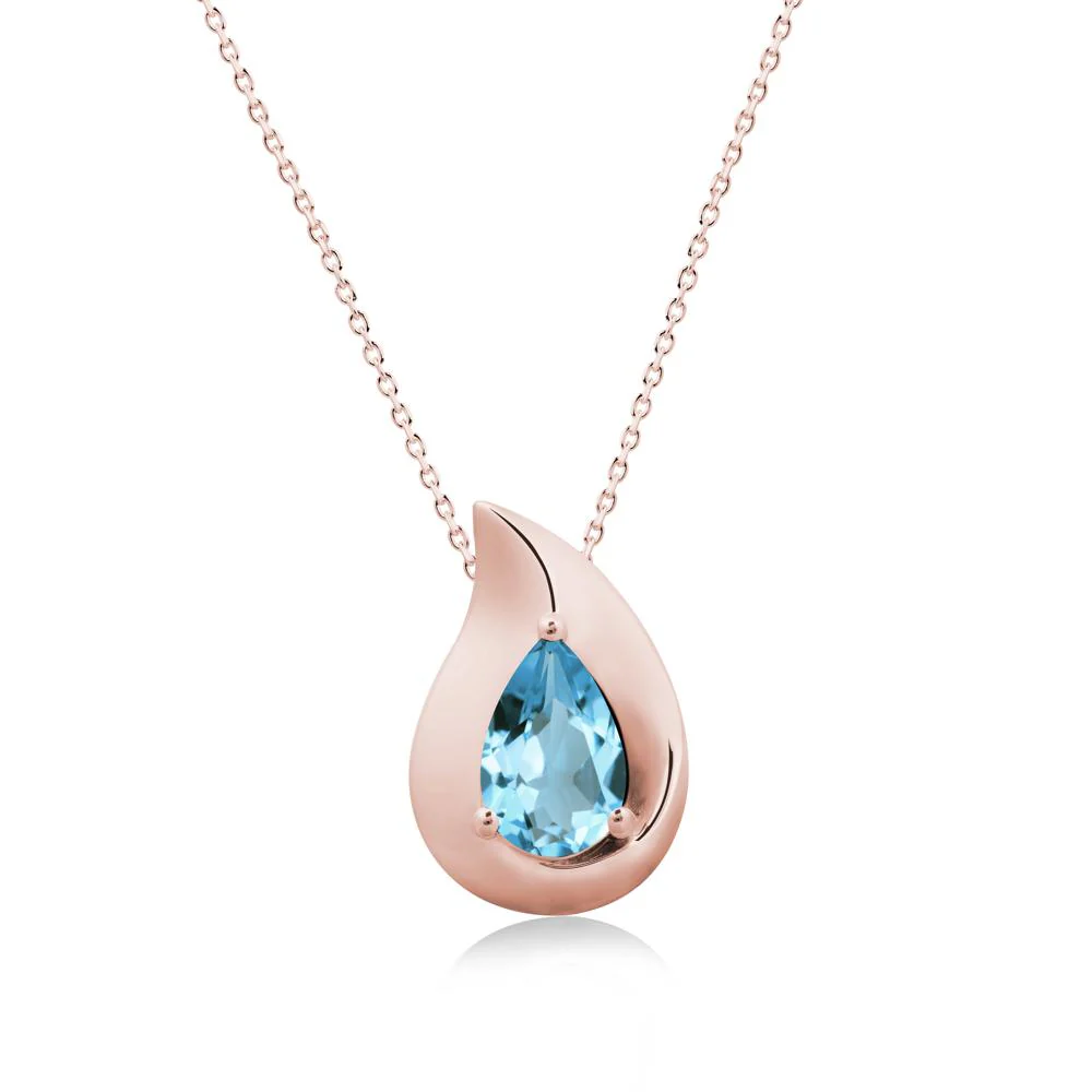 Simple Teardrop Swiss Blue Topaz Pendant - Image 5