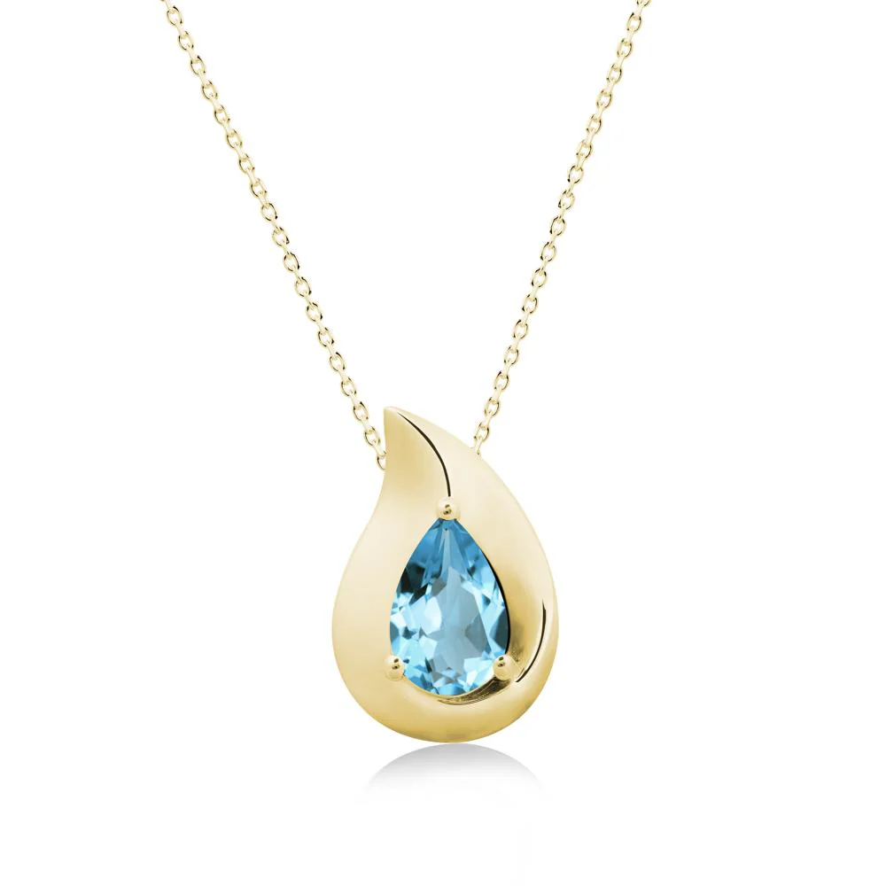 Simple Teardrop Swiss Blue Topaz Pendant - Image 7