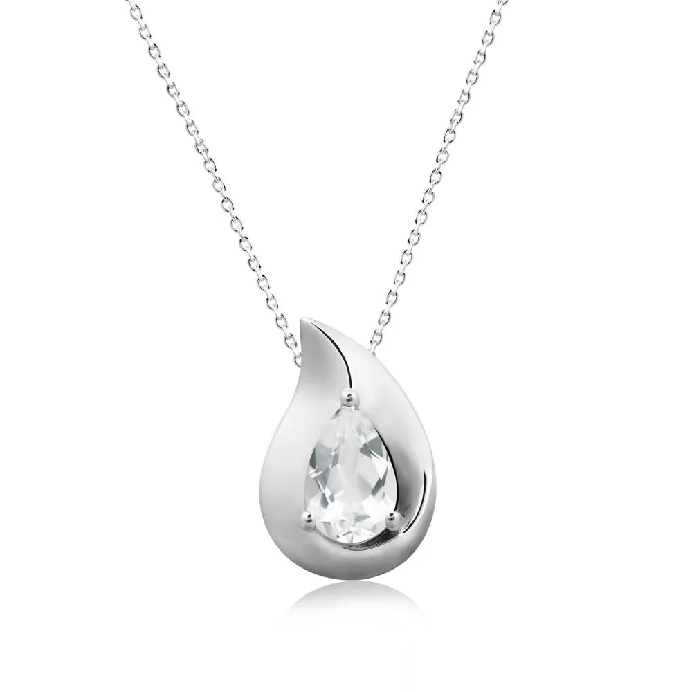 Simple Teardrop White Topaz Necklace - Image 6