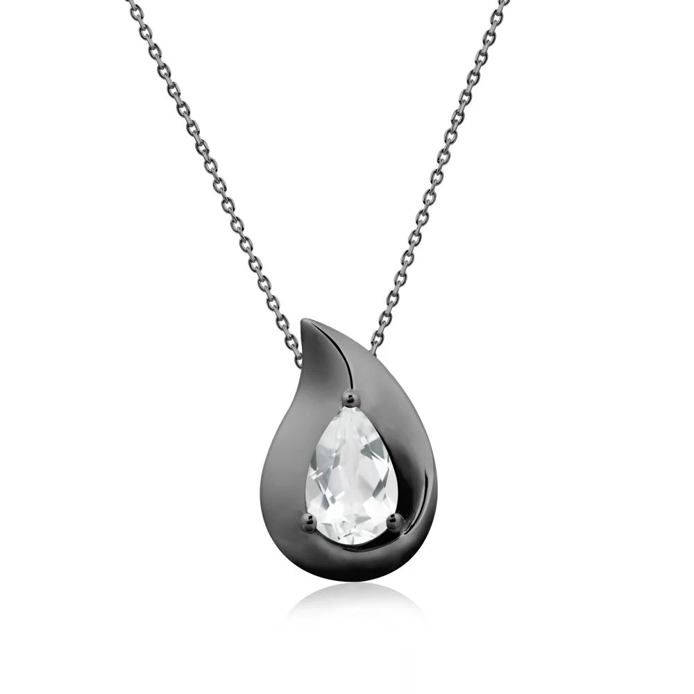 Simple Teardrop White Topaz Necklace - Image 8