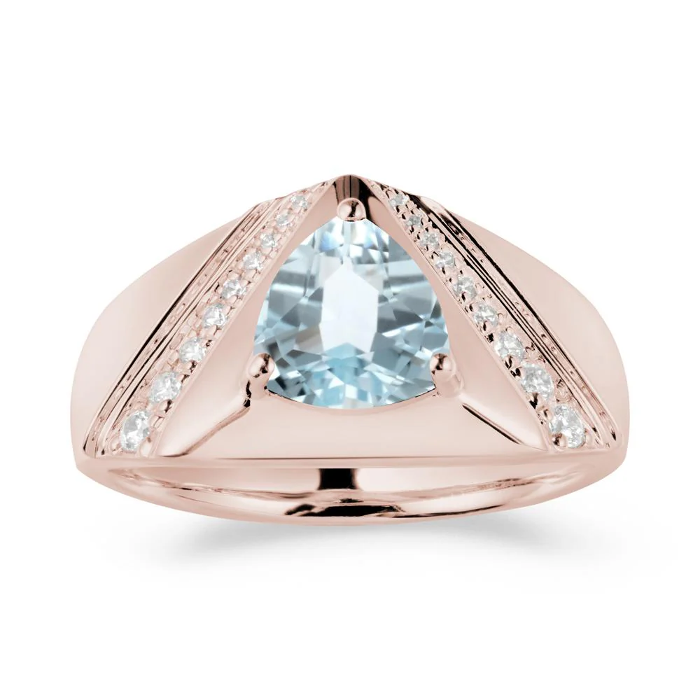 Simple Wide Band Aquamarine Ring for Men - Image 2