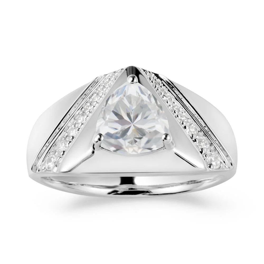 Trillion Cut Cubic Zirconia Men Ring - Image 5