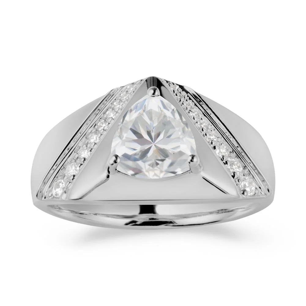 Trillion Cut Cubic Zirconia Men Ring - Image 8