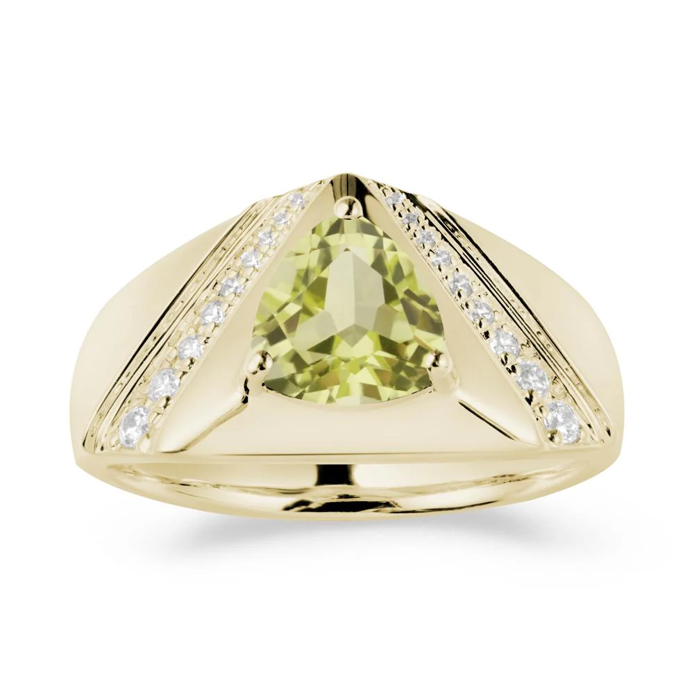 Trillion Cut Lemon Quartz Men Ring - Image 4