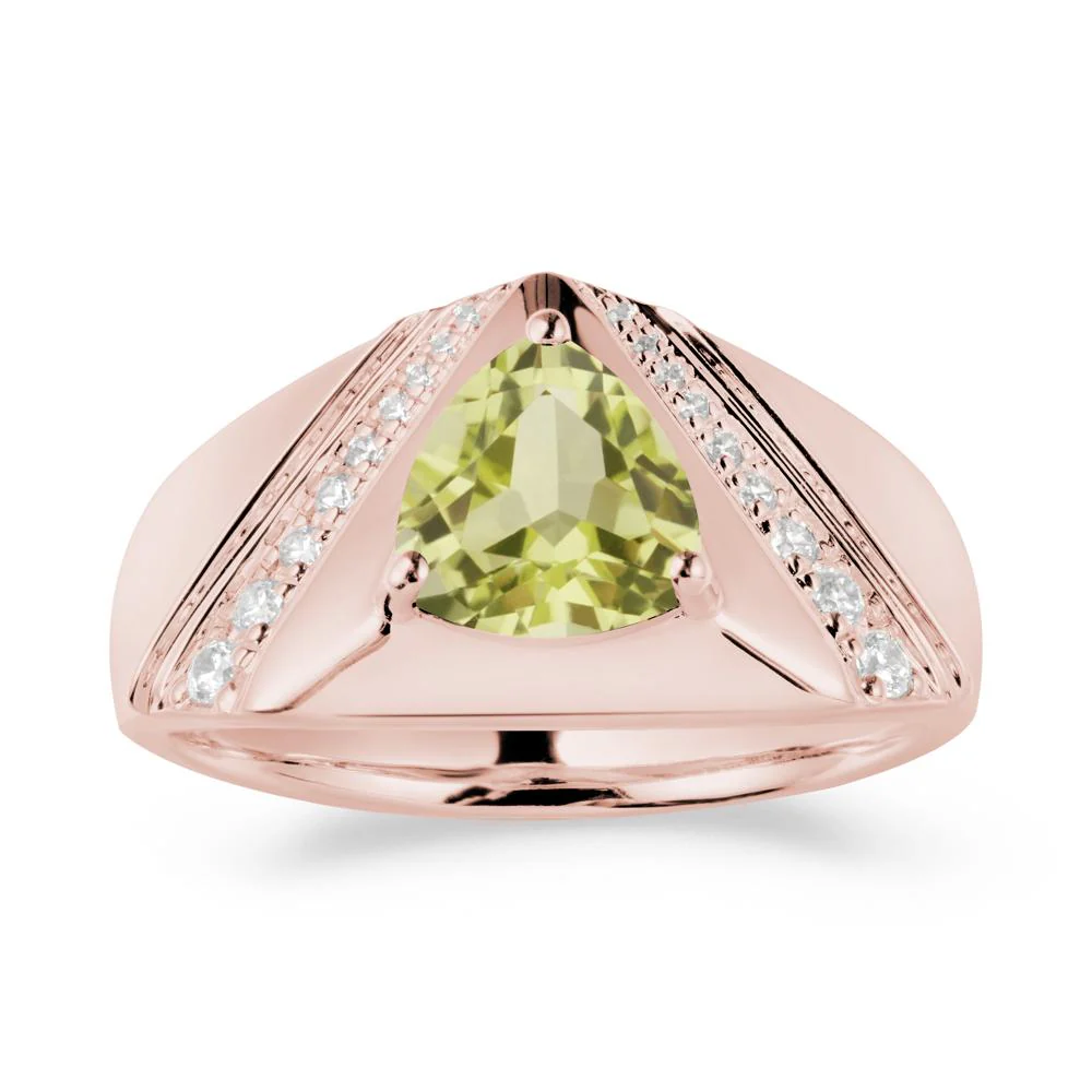 Trillion Cut Lemon Quartz Men Ring - Image 5