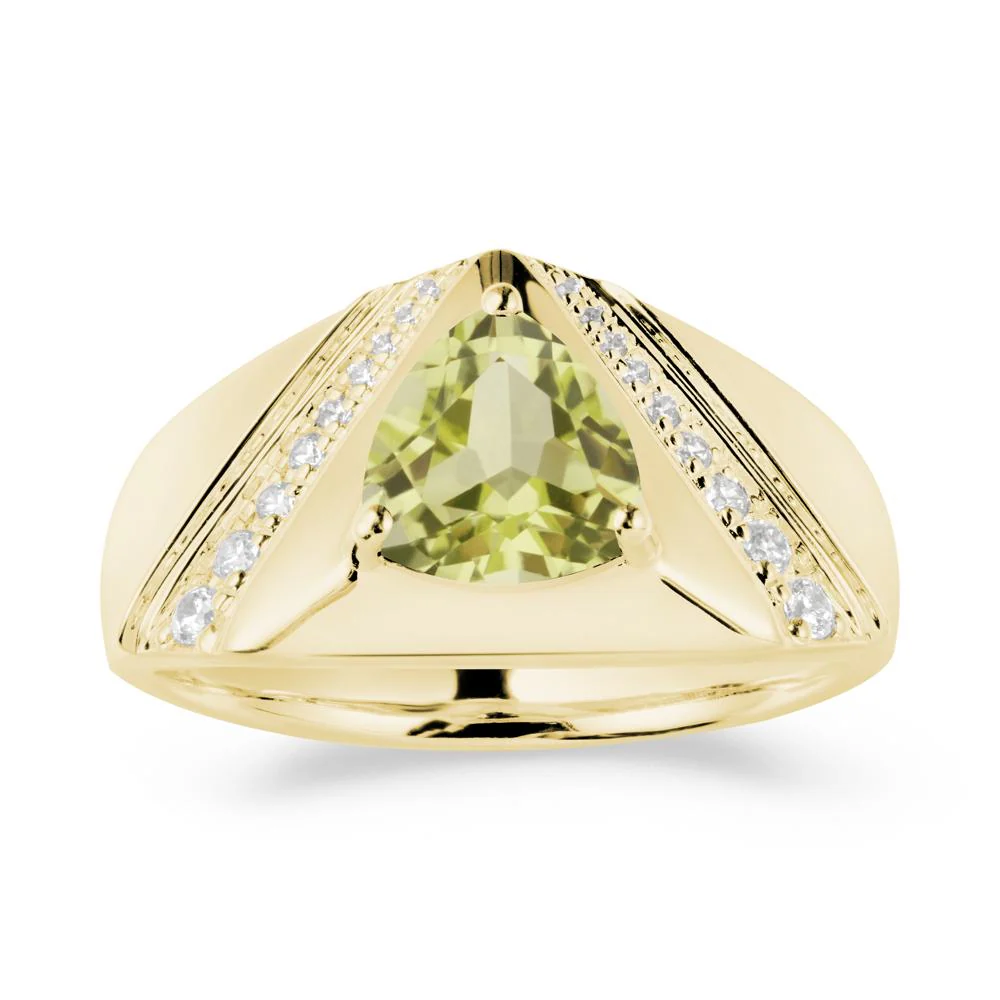 Trillion Cut Lemon Quartz Men Ring - Image 7
