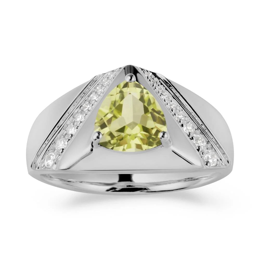 Trillion Cut Lemon Quartz Men Ring - Image 9