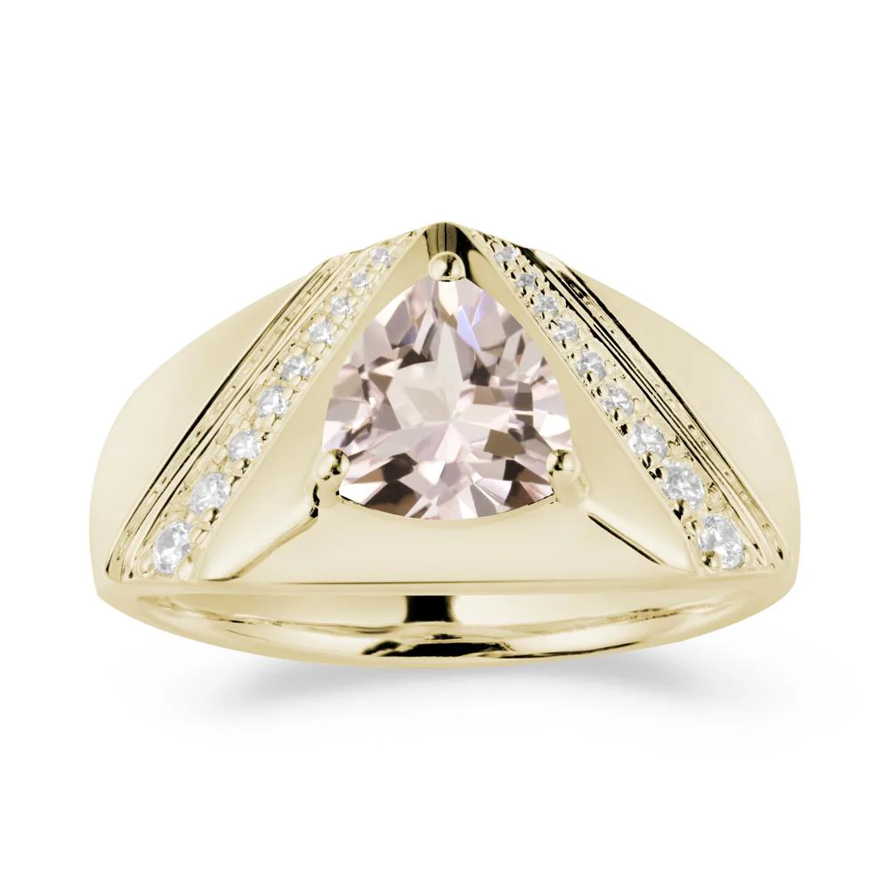 Men's Wide Band Trillion Morganite Statement Ring - Image 4