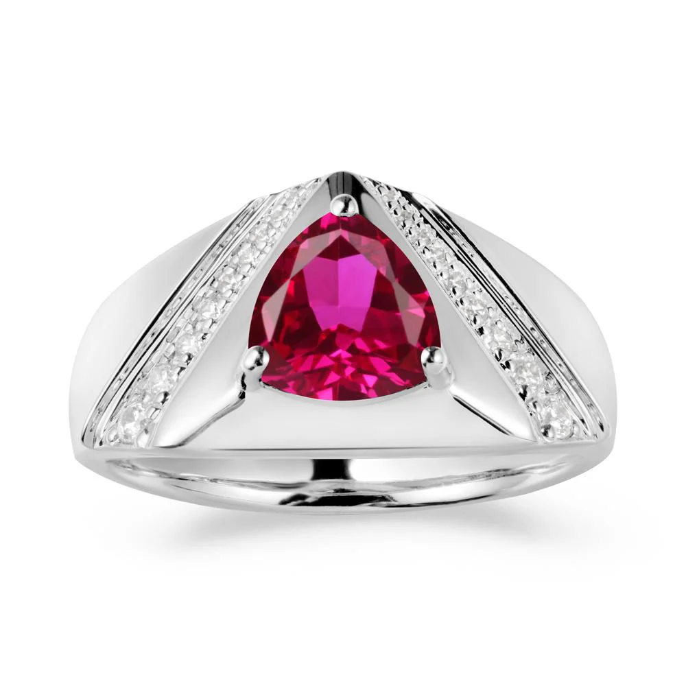 Trillion Cut Ruby Men Ring - Image 3