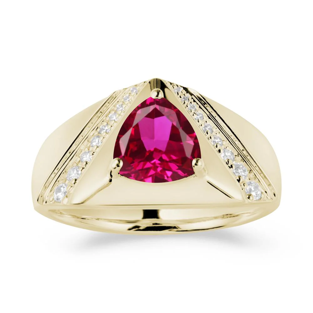 Trillion Cut Ruby Men Ring - Image 4