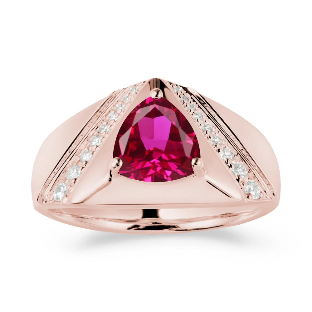 Trillion Cut Ruby Men Ring - Image 5