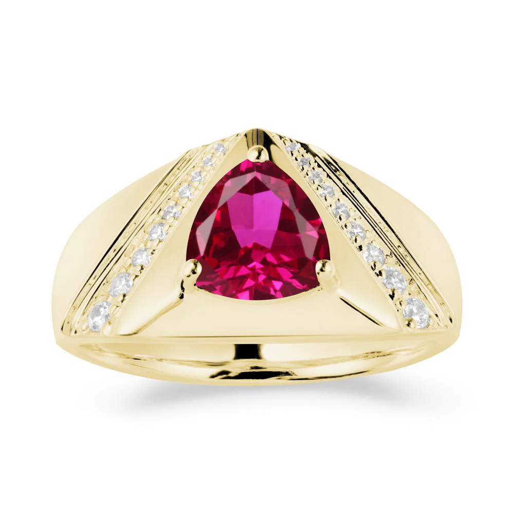 Trillion Cut Ruby Men Ring - Image 7