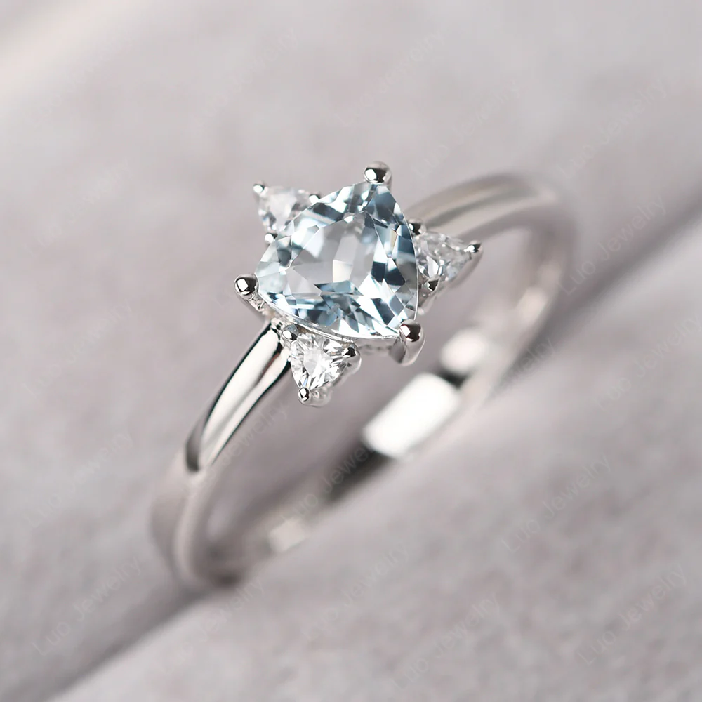 Trillion Cut Aquamarine Ring