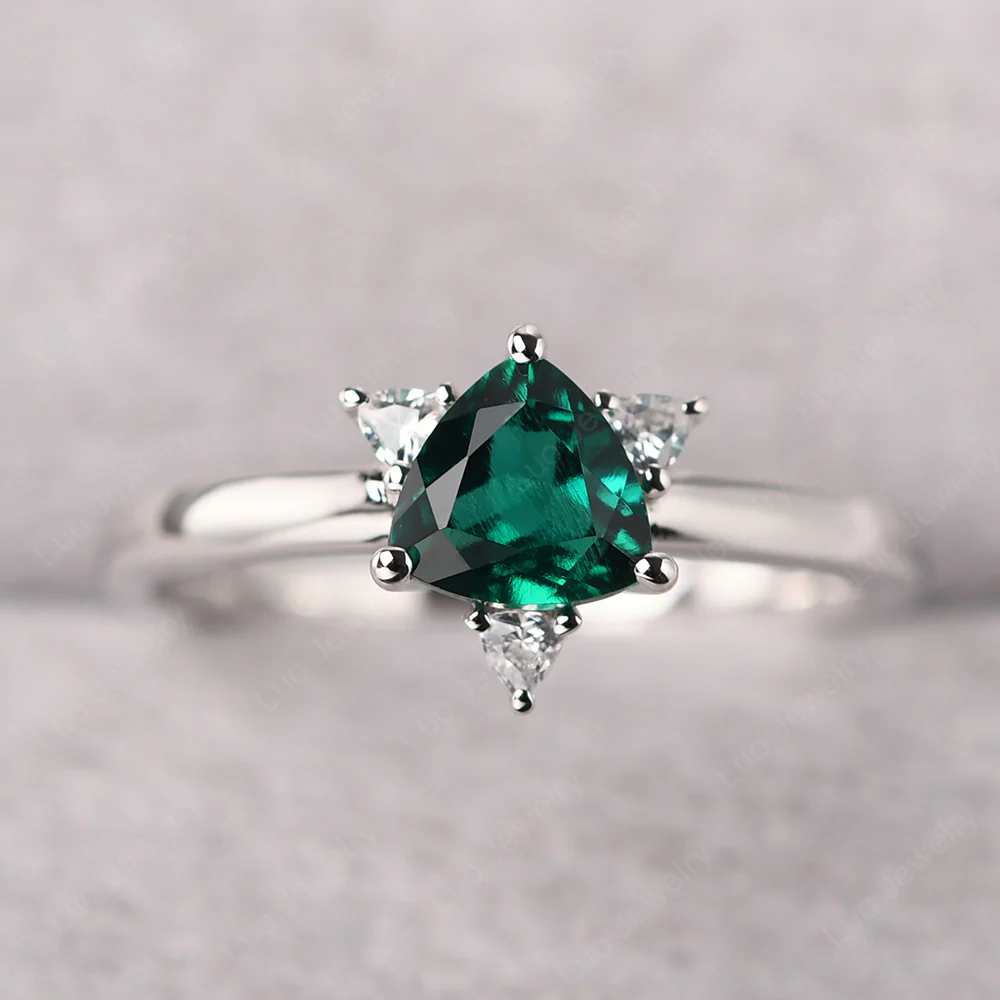 Trillion Cut Emerald Ring