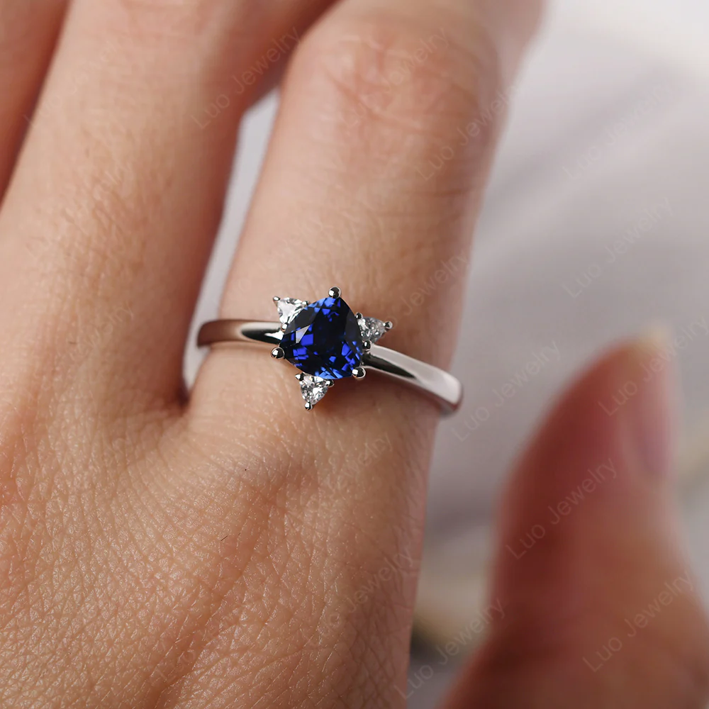Trillion Cut Sapphire Ring - Image 6