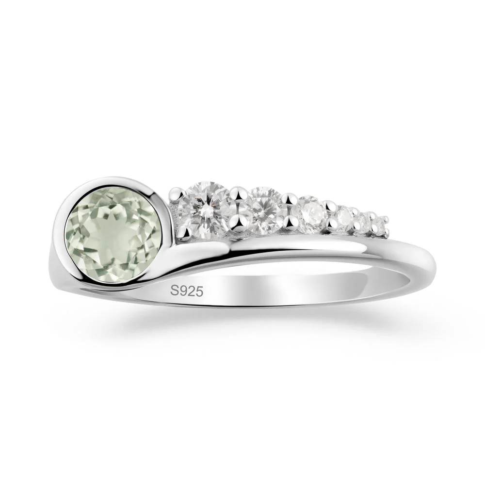 Six-Stone Graduated Bezel Green Amethyst Ring - Image 9