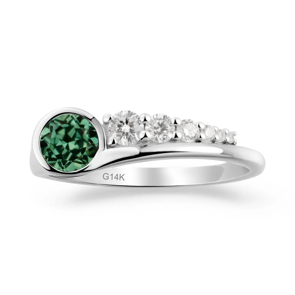 Six-Stone Graduated Bezel Green Sapphire Ring - Image 3