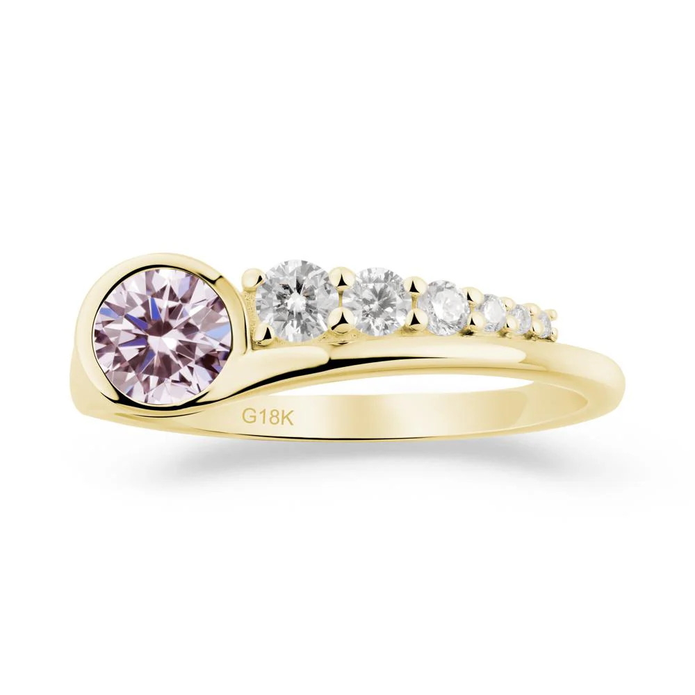 Six-Stone Graduated Bezel Pink Cubic Zirconia Ring - Image 4