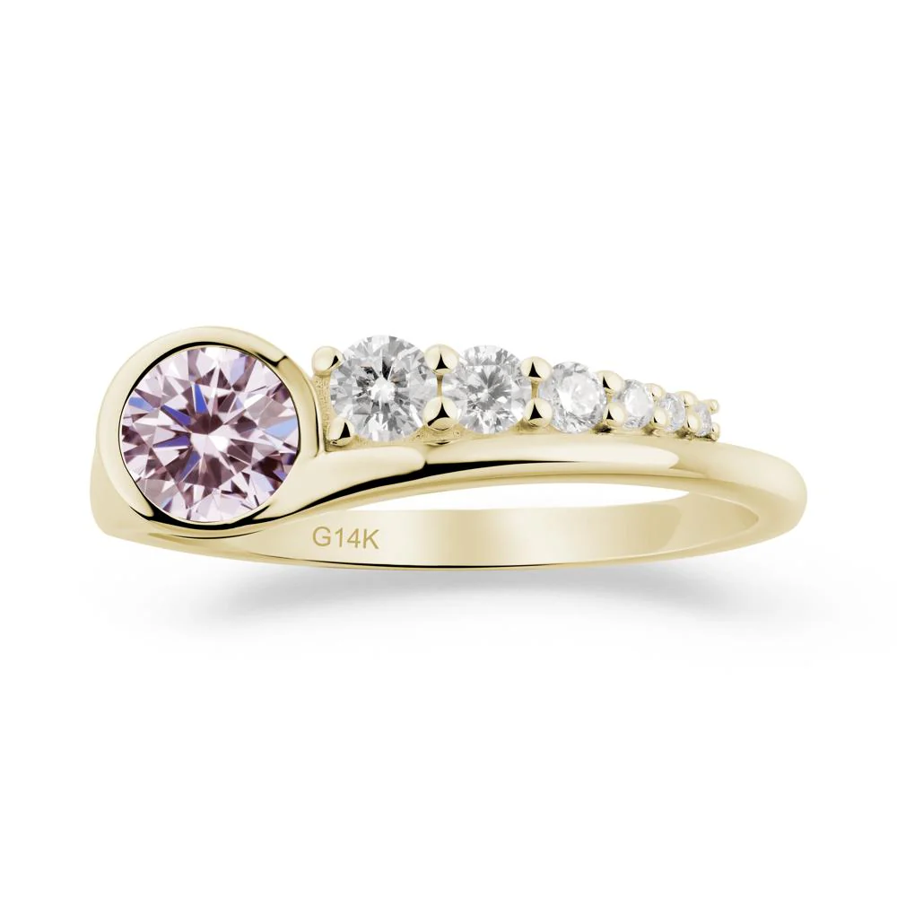 Six-Stone Graduated Bezel Pink Cubic Zirconia Ring - Image 5
